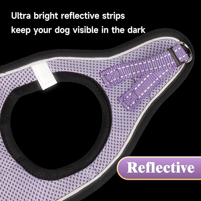 YIMEIS Dog Harness and Leash Set, No Pull Soft Mesh Pet Harness, Reflective Adjustable Puppy Vest for Small Medium Large Dogs, Cats (Taro Purple, X-Small (Pack of 1)