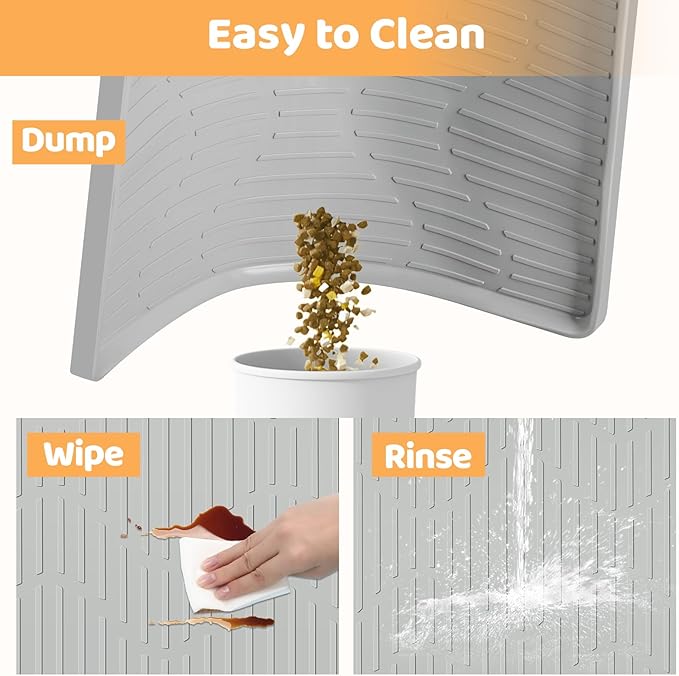 Silicone Cat & Dog Food Mat, 54" x 27.5" Extra Large Pet Feeding Mat for Cats and Dogs Bowl, Pet Placemat for Food and Water with Raised Edge, Waterproof, Leakproof (Grey)