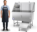 Flying Pig 50" Stainless Steel Pet Dog Grooming Bath Tub with Walk-in Ramp & Accessories (Right Door/Left Drain)