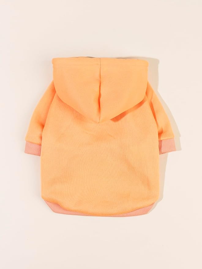 QWINEE Basic Dog Hoodie Sweatshirt Puppy Sweater Warm Cat Costumes Pet Clothes for Chihuahua Puppy Kitten Small Medium Dogs Orange Small