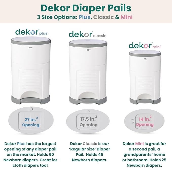 Diaper Dekor EKO Plus Diaper Pail Gift Set, White | ONLY Eco-Friendly Diaper Pail Made with 70% Recycled Materials | Comes with up to a Year's Supply Worth of Diaper Dekor Refills!