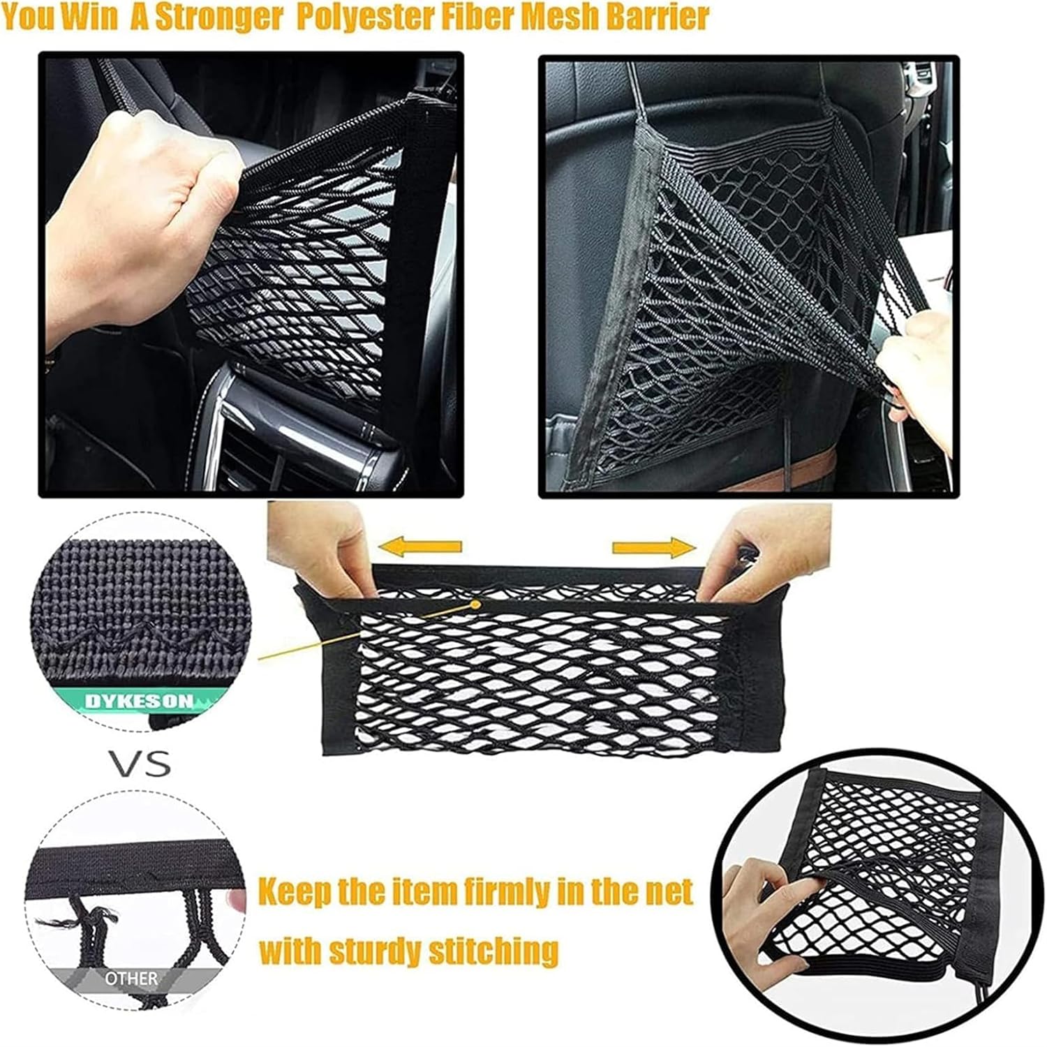 1 Pcs Car Barrier for Ford Explorer Tremor 2026 2025-2024, Dog Guard Net Organizer Back Seat Divider Universal Elastic Safety Mesh Storage Pocket