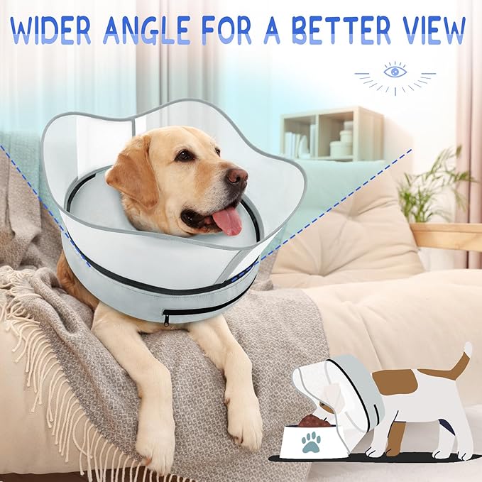 Supet Raised Inflatable Dog Cone Collar to Stop Licking, Soft Dog Cone Alternative After Surgery, Pet Neck Donut Collar for Small Medium Large Dogs