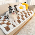 FUNNY FUZZY Pet Couch Covers for Sofa, Couch Covers for Dogs Washable Dog Couch Cover Protector Cream-Colored Furniture Sofa Covers for Dog Handmade Pure Cotton Pet Bed Mat (Brown, 23.6"×63")