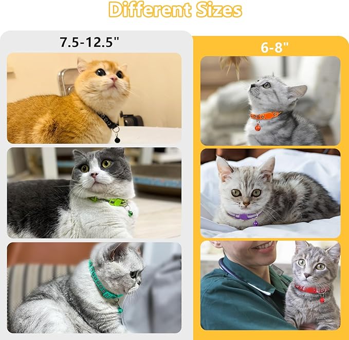 Taglory Kitten Collar Breakaway with Bell, 2 Pack Girl Boy Pet Kitten Collar Adjustable 6-8 Inch for 2-6 Months Cat, Green