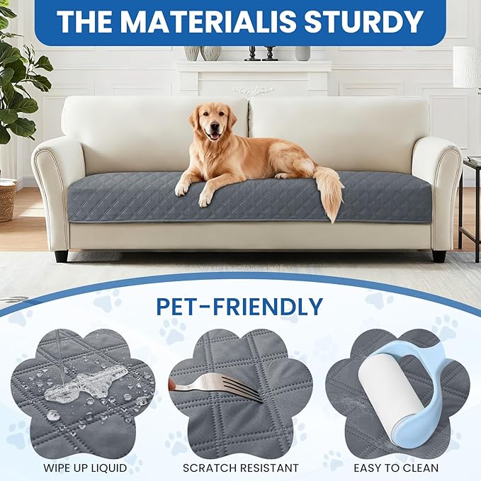 Waterproof Dog Bed Cover Pet Blanket, Soft Couch Cover for Dogs Washable, Non-Slip Dog Blanket Protect Furniture Couch Sofa Car for Puppy Large Dogs Cat (52x82 Inch, Dark Grey)