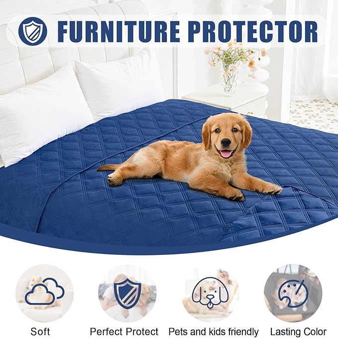 Smiry Waterproof Dog Bed Cover Blanket 30x70, Soft Reversible Pet Blanket, Washable Leakproof Cats Dogs Couch Cover for Sofa, Couch, Furniture, Navy/Navy