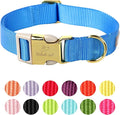 Nylon Dog Collar - Adjustable Blue Soft Webbing Dog Collars for Small Medium Large Dogs Boy Girl Puppy Collar with Safety Metal Buckle S