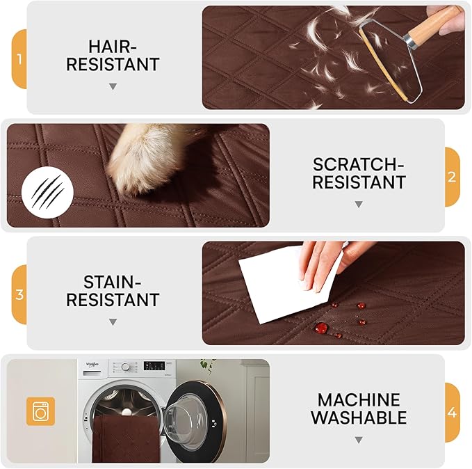 Luciphia 100% Waterproof Couch Cover Blanket for Dogs Anti-Slip Pet Couch Protector Sofa Mat Puppy Cat Blanket with Non-Slip Bottom, Coffee Brown, 68x82 Inch