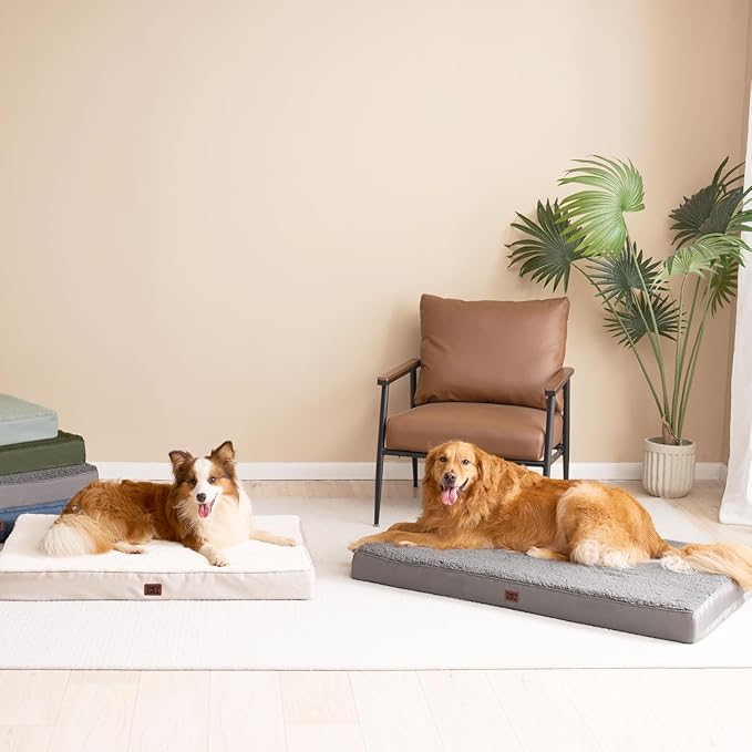 EHEYCIGA Orthopedic Foam Dog Bed, XXL, 47"L x 29"W x 3.5"Th, Light Grey