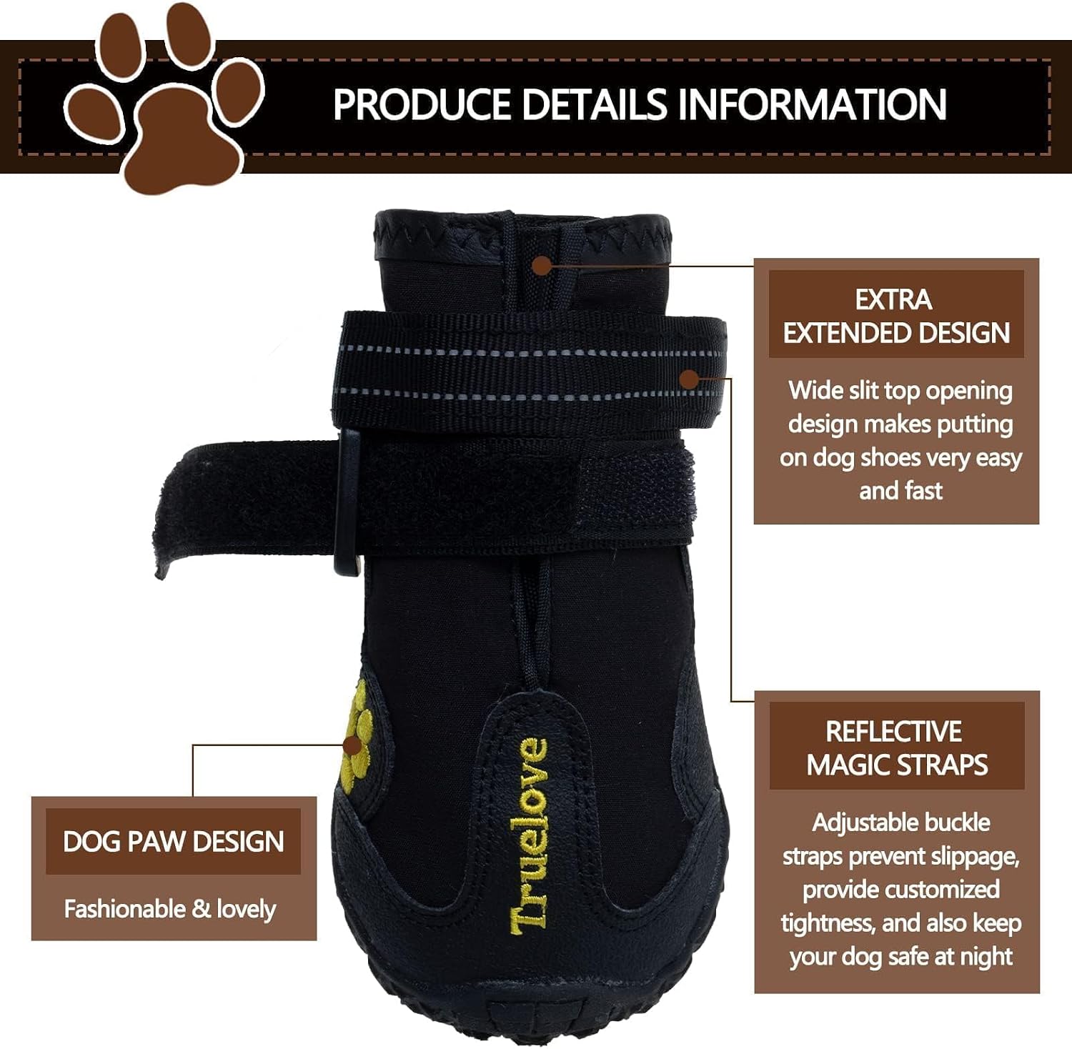 Dog Shoes for Large Dogs, Dog Shoes for Hot Pavement, Hiking Walking, Anti-Slip Rugged Sole,Waterproof Dog Booties for Outdoor Rain Days, All Weather Dog Boots & Paw Protectors (Black)