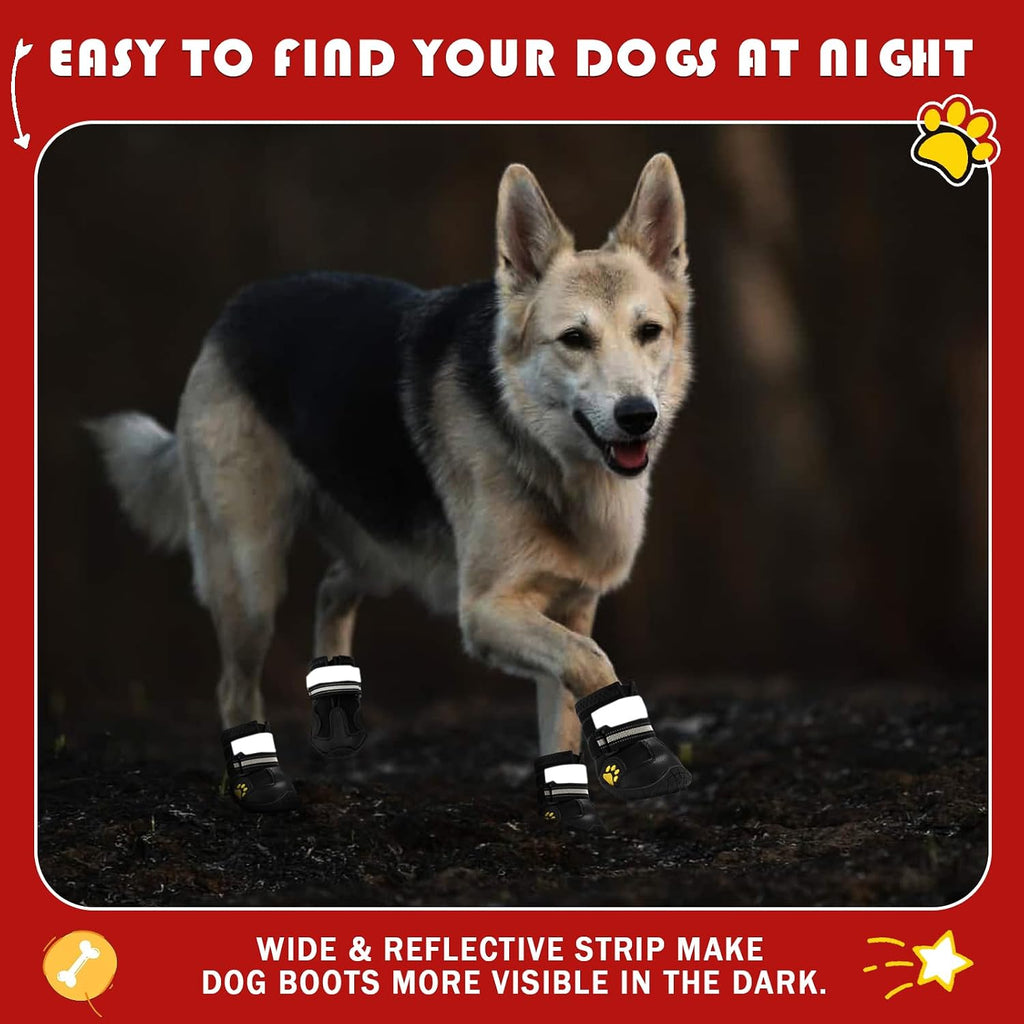 Dog Shoes, Dog Boots for Small, Medium & Large Dogs, Anti-Slip & Paw Protectors Pet Shoes for Indoor/Outdoor Walking on Summer Hot Pavement, Winter Snowy Day,Rainny Day (4PCS, Black)