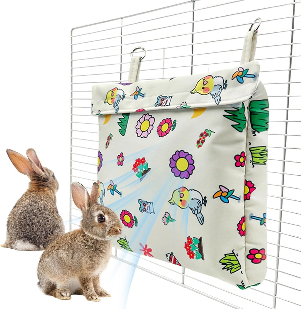 Pet Cooling Mat - Refillable Freeze Pack Washable Small Pet Cooling Pad | Anti-Condensation Hanging Cooling Nest with 4 Ice Crystal Plates for Rabbits Hamsters Ferrets Guinea Pigs | Cage Cooling Mat