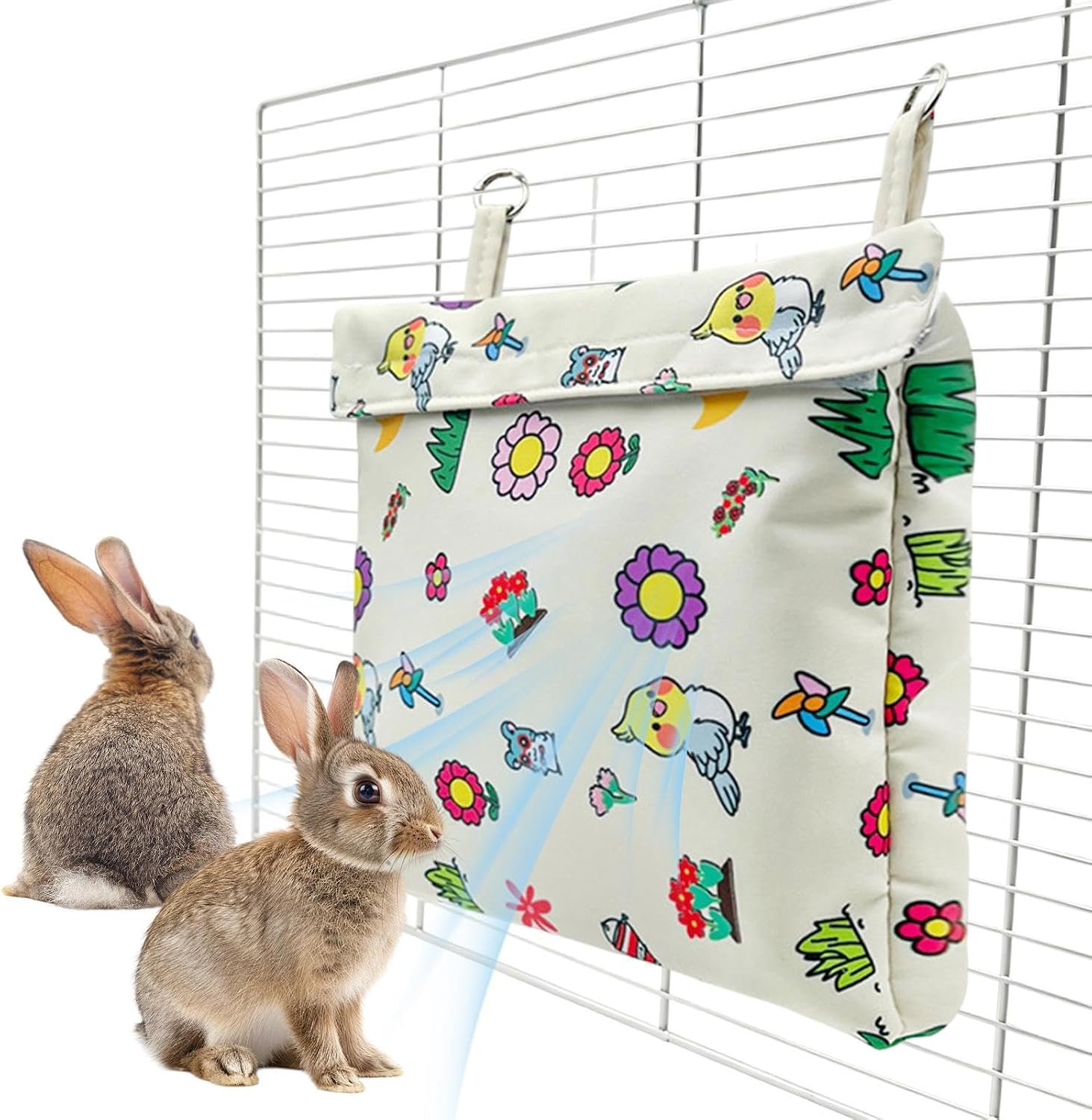 Pet Cooling Mat - Refillable Freeze Pack Washable Small Pet Cooling Pad | Anti-Condensation Hanging Cooling Nest with 4 Ice Crystal Plates for Rabbits Hamsters Ferrets Guinea Pigs | Cage Cooling Mat