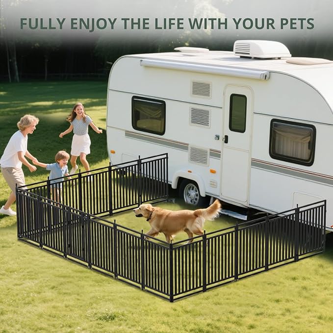 Dog Fence Outdoor for Yard Indoor Dog Playpen 40" Height 40 Panels Portable Dog Pen Metal Dog Kennel for RV Camping(Black-Silver)