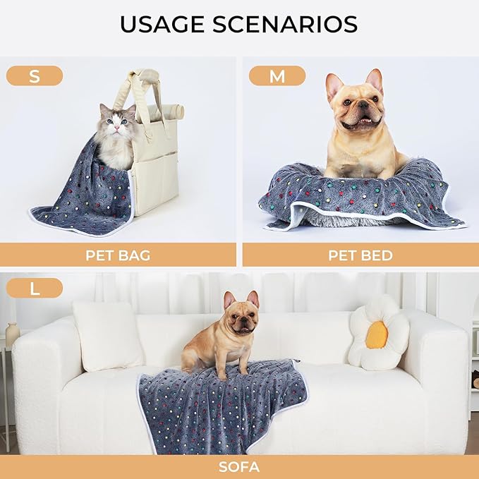 Luciphia 1 Pack 3 Blankets Super Soft Cute Dot Pattern Pet Blanket Flannel Throw for Dog Puppy Cat Small(23x16), Blue