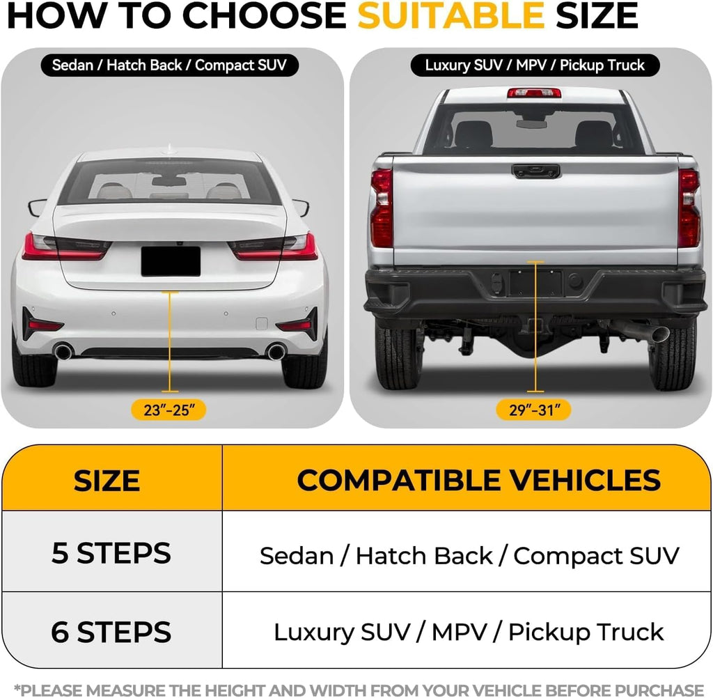 Auto Dynasty Dog Stairs for Car - 4 Steps Wide 31.4in High 25in Foldable Dog Ramp for Car Non-Slip Surface Support up to 150lbs - Suitable for SUV,Truck, Sofas, Bed/Couch