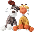 2025 New Dog Toys, Indestructible Plush Dog Toy, Dogs Toys for Aggressive Chewers, Dogs Squeaky Chew Toy for Indoor Pups Teething (Orange+Brown)