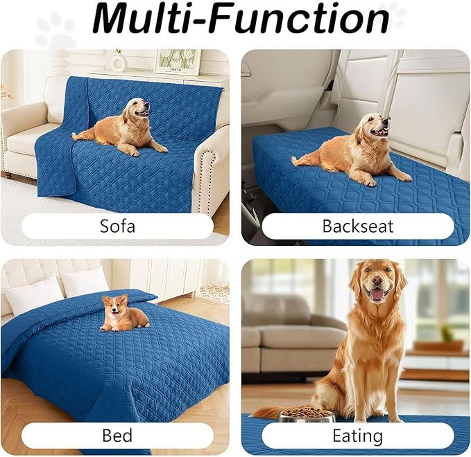 hyha Waterproof Dog Bed Blanket, Soft Pet Blankets, Waterproof Couch Cover for Dogs, Reversible Sofa Covers Washable for Furniture (68x82 Inch, Navy Blue/Navy Blue)