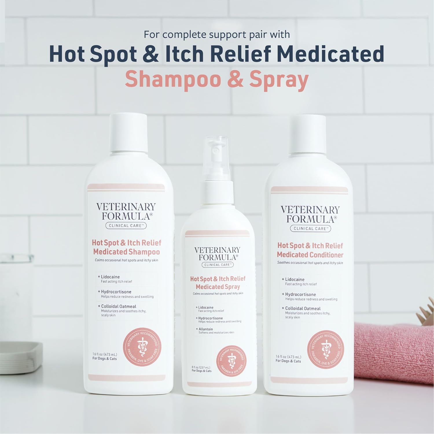 Veterinary Formula Clinical Care Hot Spot & Itch Relief Conditioner, 16 oz | Medicated oatmeal formula conditions the skin and helps alleviate itching in dogs and cats