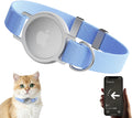 AirTag Cat Collar, Ultra Elastic Cat Tracker Collar (Blue) | Compatible with Apple Air Tag Holder, Lightweight, Scratch Resistant, Stepless Adjustable Pet Tracking Collars for Cat Kitten