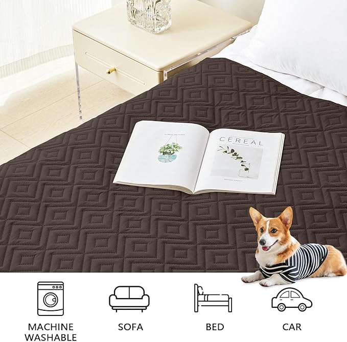 hyha Waterproof Dog Blanket, Soft Dog Bed Cover Pet Blankets, Waterproof Sofa Couch Cover for Dogs Washable, Reversible Pet Couch Covers for Sofa Furniture (82x102 Inch, Chocolate/Beige)