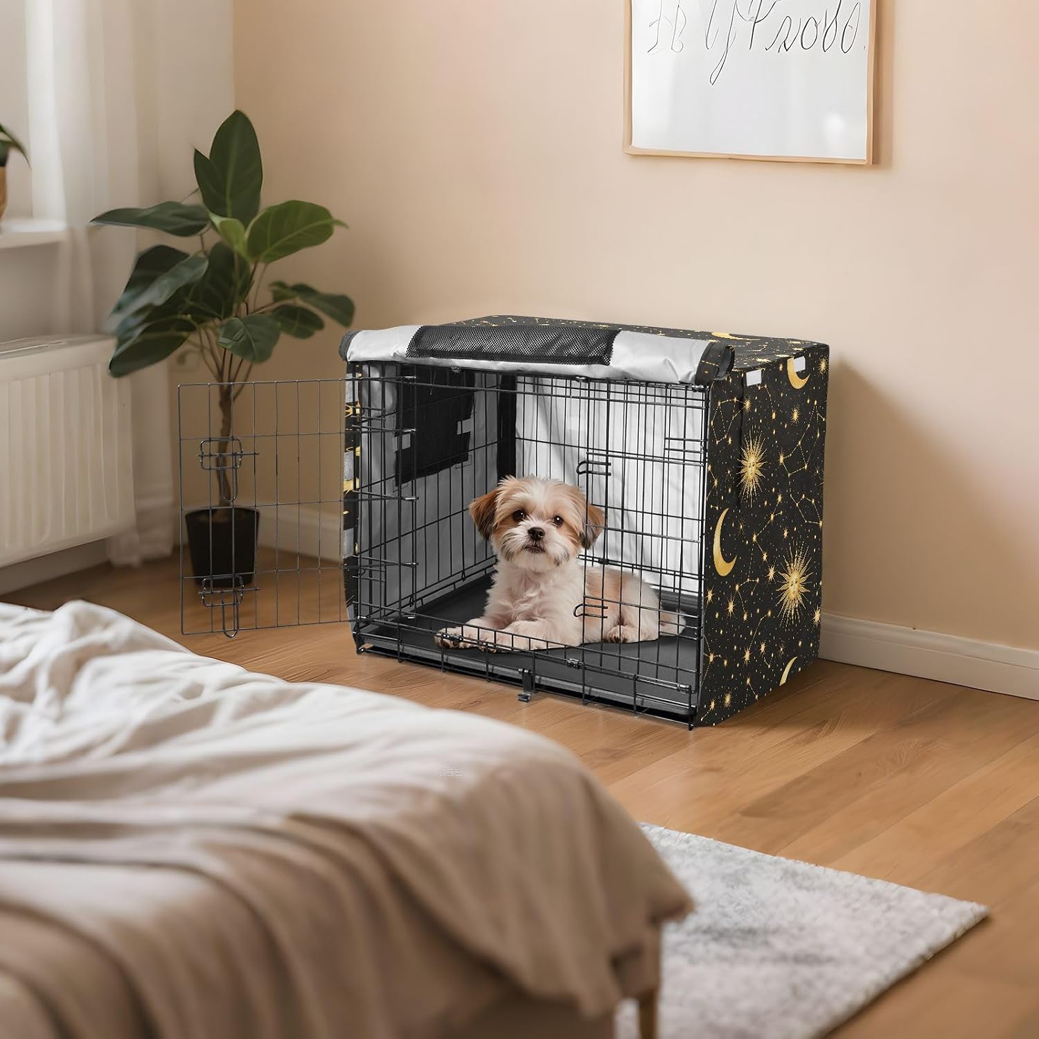 Moon Stars Constellations Dog Crate Covers Breathable Dog Kennel Cover Windproof Waterproof Privacy Shading Fit for 42IN Wire Dog Cage