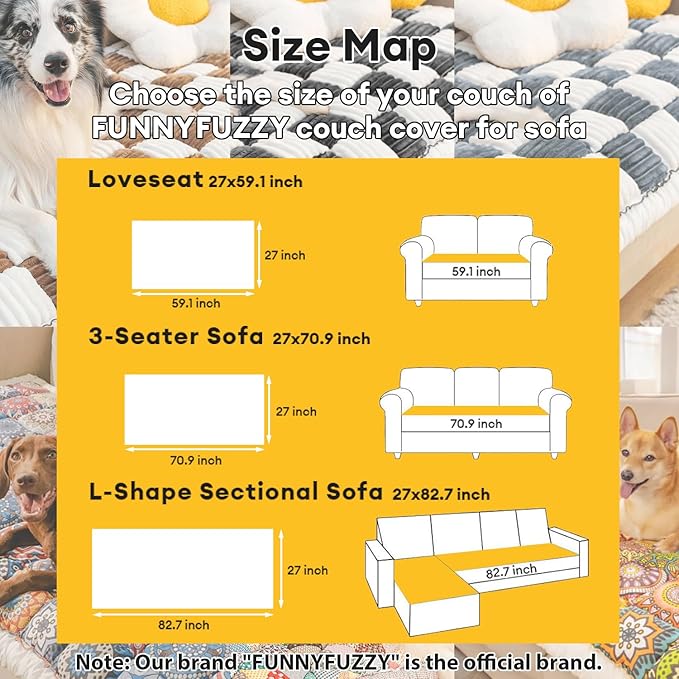 FUNNY FUZZY Pet Couch Covers for Sofa, Couch Covers for Dogs Washable Dog Couch Cover Protector Cream-Colored Furniture Sofa Covers for Dog Handmade Pure Cotton Pet Bed Mat (Grayish Blue, 27.6"×59.1")