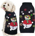 Christmas Dog Sweaters Xmas Pet Outfit Clothes Cute Black Snowman Costume Puppy Cat Knitted Jumpers (XXL,Black Snowman)