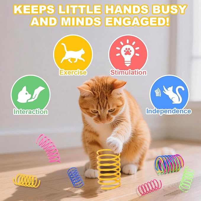 Interactive Cat Toys Ball for Indoor Cats＆Dog,Automatic Cat Toy with Smart Obstacle Avoidance,Bird Chirps & Auto Wake-Up,Includes 4 Cat Spiral Spring,Cat Enrichment Toys for Indoor Cats(Red)