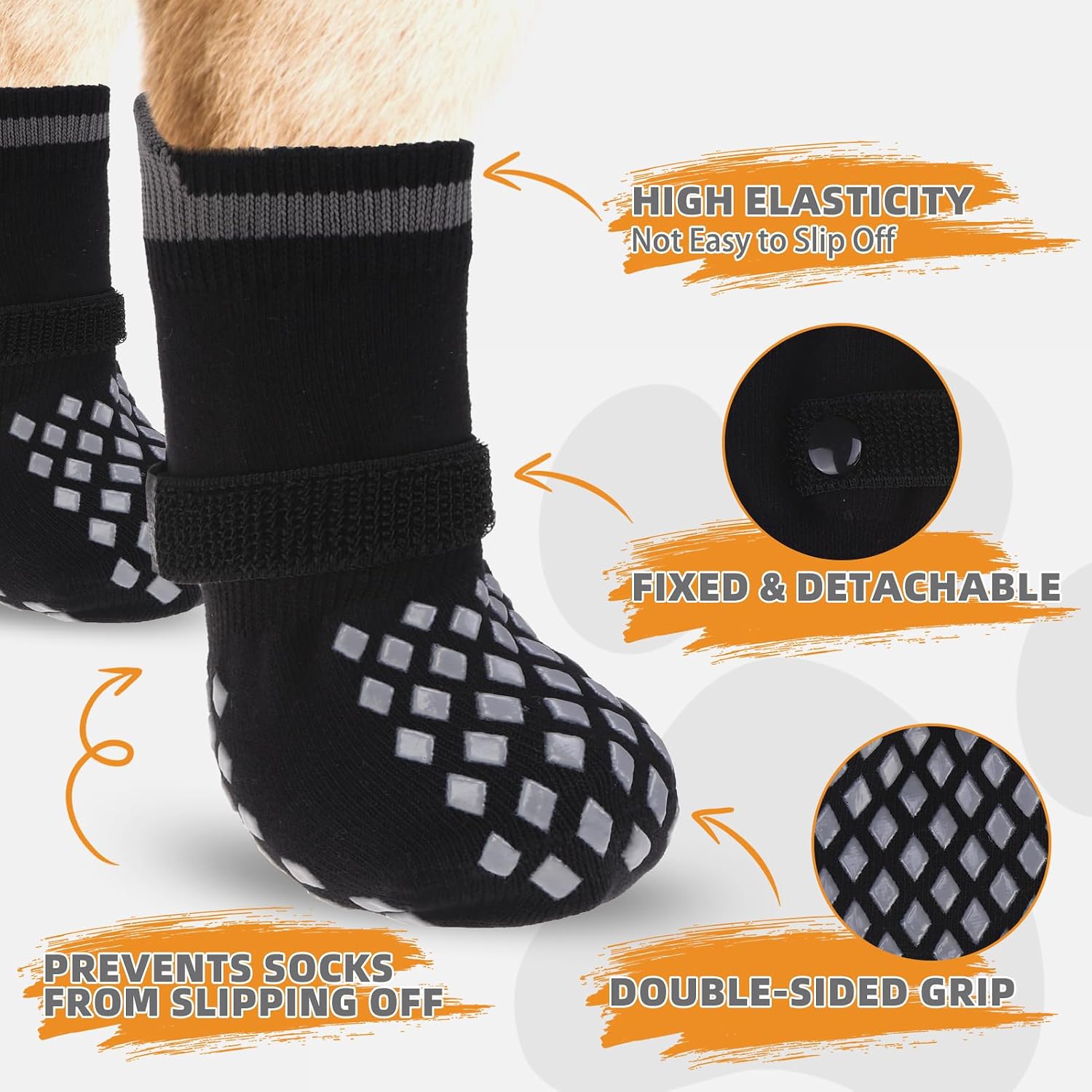 Anti Slip Dog Socks Shoes for Hot Pavement to Prevent Licking Paws Scratching, Pet Boots & Paw Protector for Hardwood Floors, Dog Grip Booties for Small Medium Large Senior Dogs, Black M