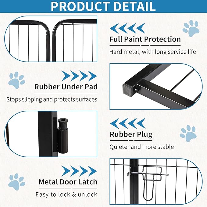 NEWBULIG Dog Playpen 16 Panels 32" Height Foldable Heavy Duty Metal Dog Exercise Playpen Puppy Fence for Indoor Outdoor Yard