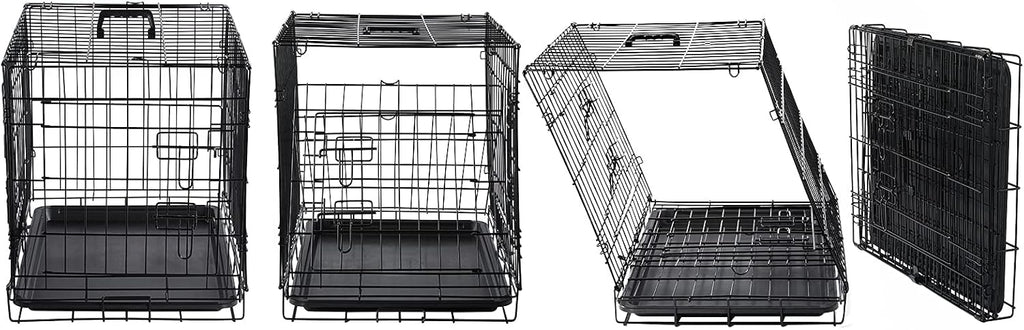 DONORO Dog Crates for Small Medium Size Dogs Indoor Double Door Dog Kennels & Houses for Puppy and Cats, Collapsible Metal Contour Dog Cages (Brown, 30.0" L x 19.0" W x 21.0" H)