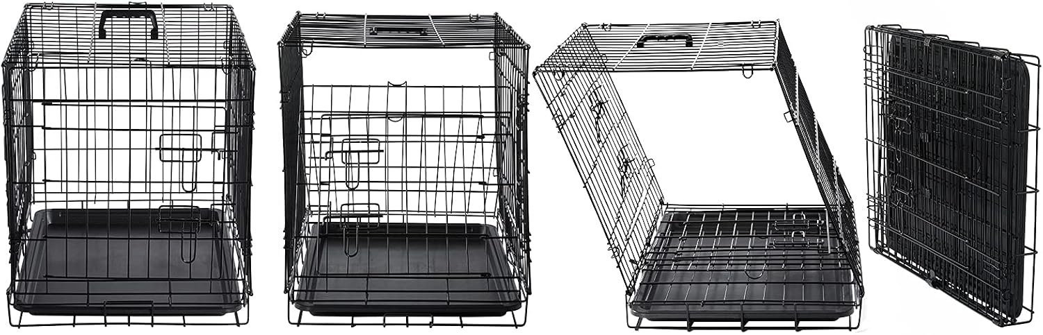 DONORO Dog Crates for Small Medium Size Dogs Indoor Double Door Dog Kennels & Houses for Puppy and Cats, Collapsible Metal Contour Dog Cages (Brown, 30.0" L x 19.0" W x 21.0" H)