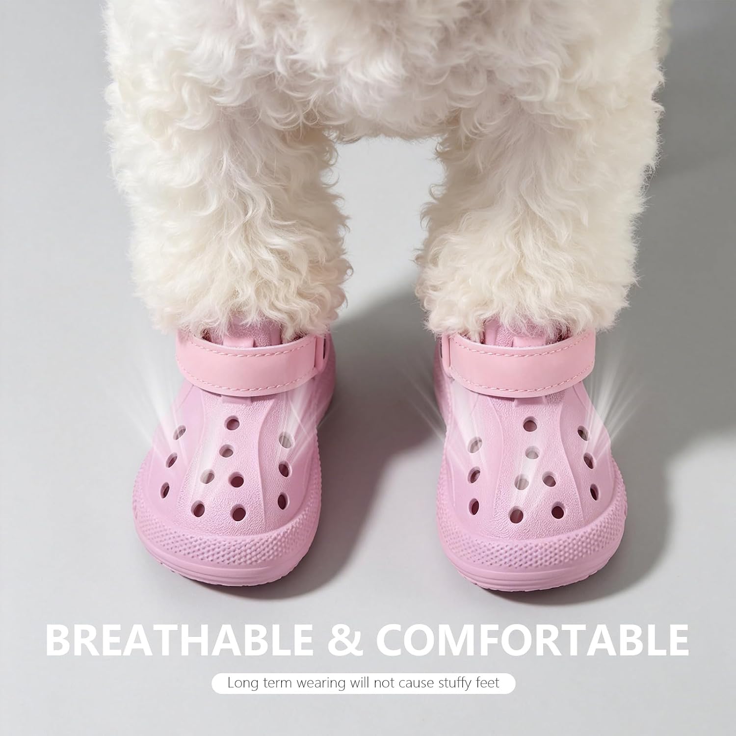 EVA Dog Shoes for Hot Pavement, Non-Slip Waterproof Reflective Adjustable Dog Booties Boots & Paw Protectors, Easy ON & Off Rugged Sole for Small Medium Large Dog Outdoor Walking (Pink,3)