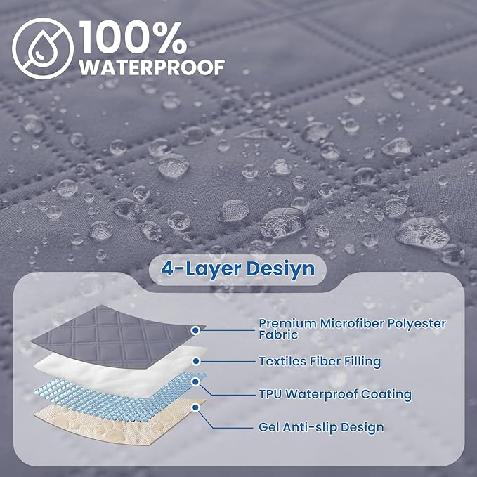Waterproof Couch Covers for Pets, Waterproof Dog Bed Cover, Anti-Slip Soft Dog Blankets, Couch Cover for Dogs Washable, Pet Blanket for Puppy Large Dogs Cat (68x82 Inch, Grey Blue)