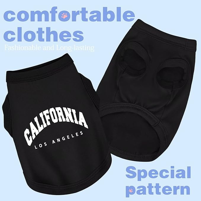 Discover Cozy Cotton Canine Wear: Soft, Lightweight, and Breathable Dog Shirt Vest with Eye-Catching Graphics(California), Keeping Your Furry Friend Warm and Comfy! Black M