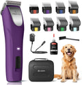Professional Dog Grooming Clippers 2-Speed Detachable Blade 10# | Metal Guide Combs Kit for Thick Curly Coats Horse Animal Breeds Cats Low Noise Cordless Heavy Duty Pet Hair Trimmer Bluewave