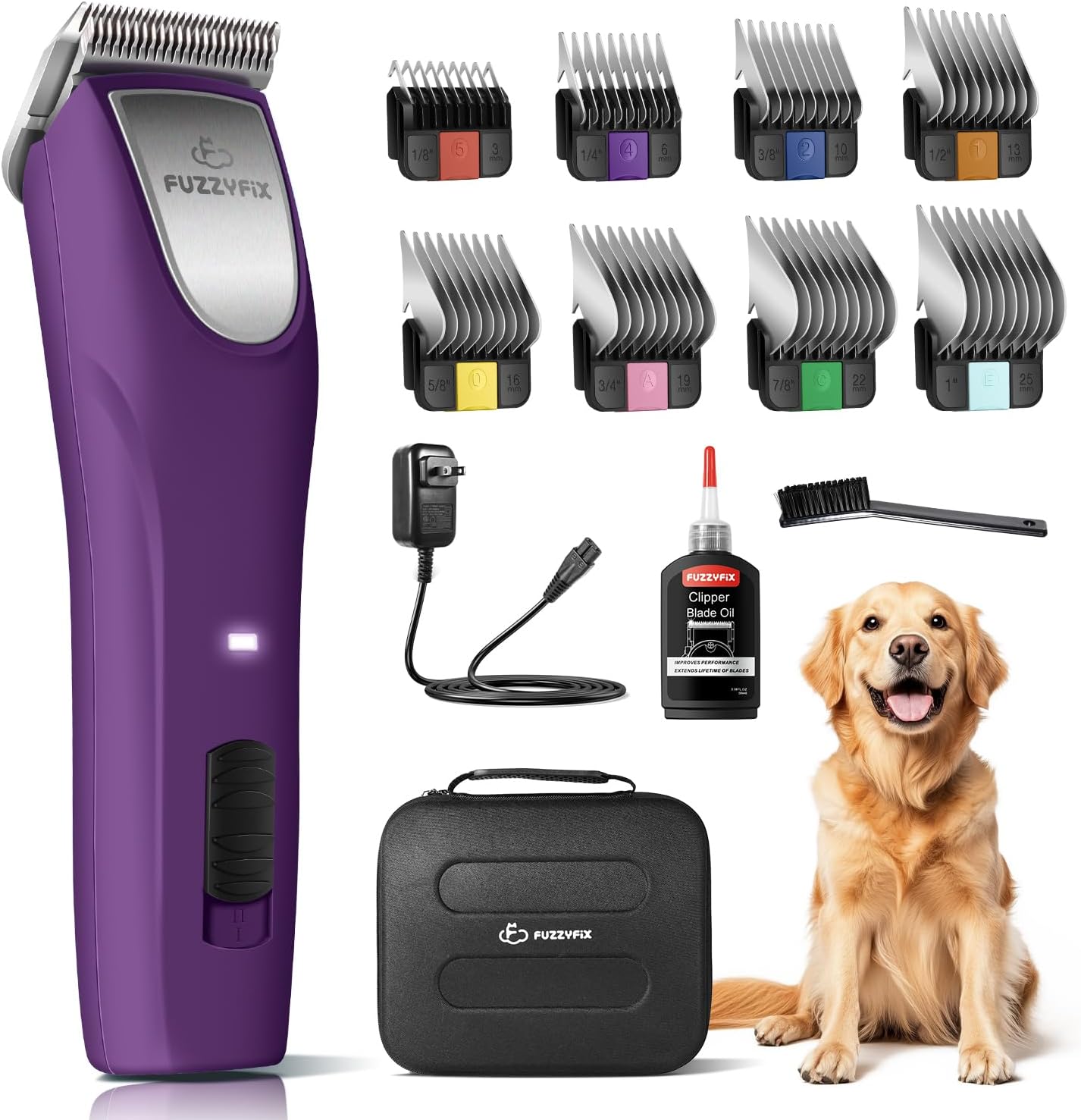 Professional Dog Grooming Clippers 2-Speed Detachable Blade 10# | Metal Guide Combs Kit for Thick Curly Coats Horse Animal Breeds Cats Low Noise Cordless Heavy Duty Pet Hair Trimmer Bluewave