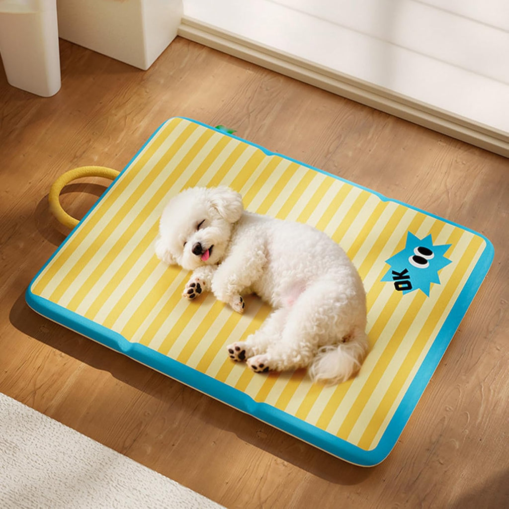 Reversible Dog Crate Pad | Cool Warm, Foldable, Pet Bed Mat, with Handle for Dogs Pets Indoor Travel