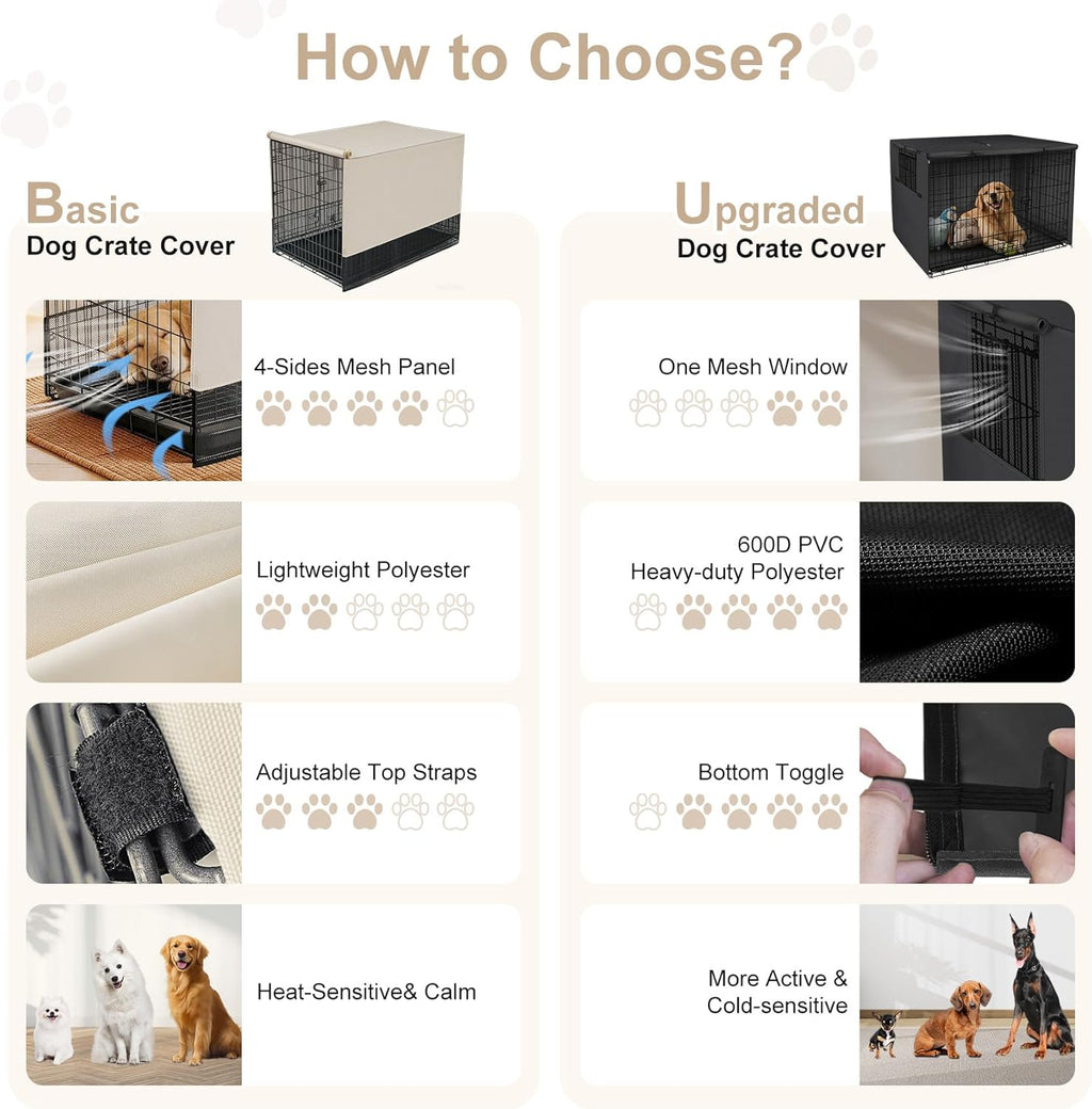Explore Land Breathable Dog Crate Cover - 4 Sides Mesh Ventilation, Basic Pet Kennel Cover, All Sides Open, Universal Fit for 1 2 3 Doors 24 inches Wire Dog Crate （Tan）