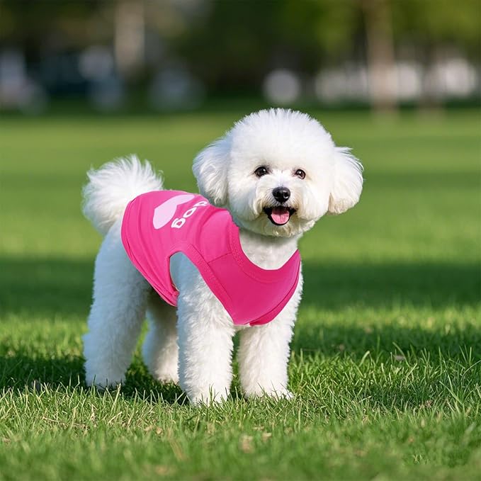 4 Pack Dog Shirts Summer Printed Puppy Clothes Cute Sleeveless Pet T Shirts Dog Clothes for Small Medium Dogs Cats Girl(L)