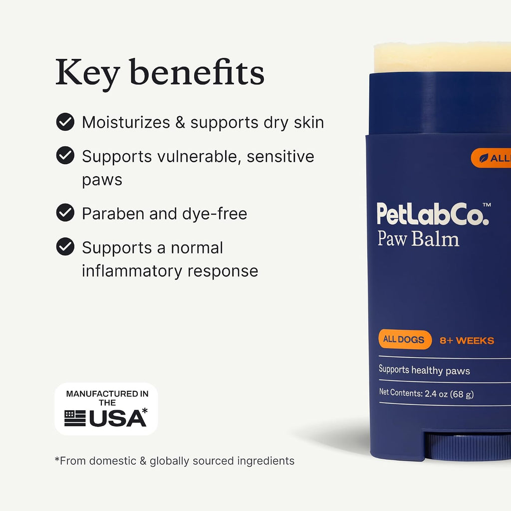 PetLab Co. Paw Balm Stick for Dogs, Dry & Cracked Paws, 2.4 Ounce | Shea butter and coconut oil in an easy, mess-free glide-on stick to support paw pad nourishment and protection
