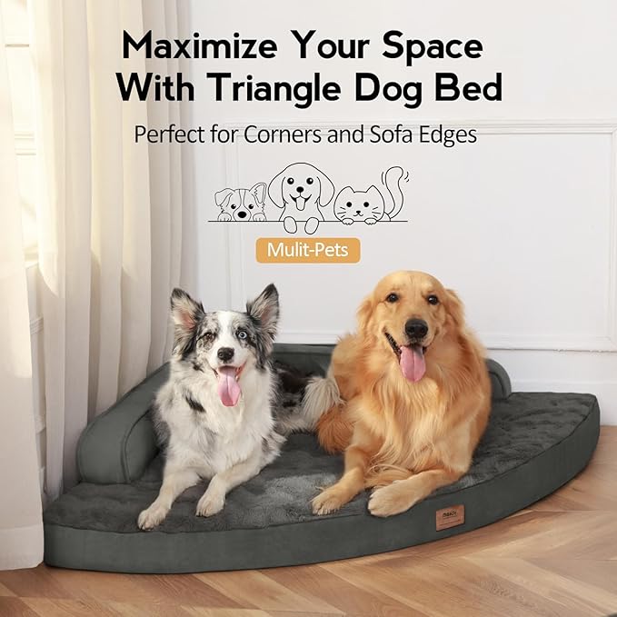 Large Orthopedic Dog Bed with Sides Big Dog Beds with Removable Washable Cover Non-Slip Waterproof Pet Bed for Medium Large Dogs - Dark Grey L