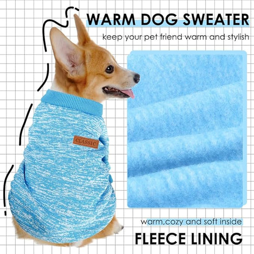 3 Pack Dog Sweaters for Small Dogs Girl Boy Winter Fleece Clothes Warm Soft Dog Sweatshirt Outfit for Dogs Cats Pet Apparel (Rose+Light Blue+Purple, Large)