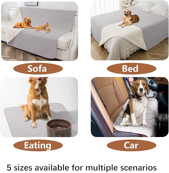 Waterproof Dog Blanket, 30x30 inches Small Pet Couch Covers for Sofa, Chair Bed Furniture Protector from Dogs Washable and Reversible-Lightgrey+Cream