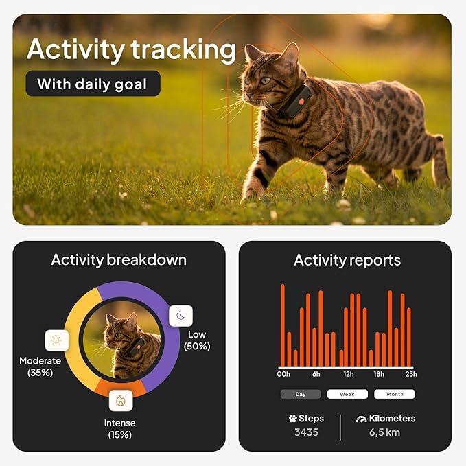 Weenect Cat XS - GPS Tracker for Cats | Real-time GPS Tracking | Smallest Model on The Market | Operates with a Subscription | Collar Included