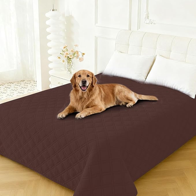 Waterproof Dog Bed Cover, Non-Slip Dog Blanket for Couch, Couch Covers for Dogs Washable, Pet Blanket for Furniture, Pet Bed Mat for Sofa, Car, Pet Supplies (82x102 Inch, Coffee)