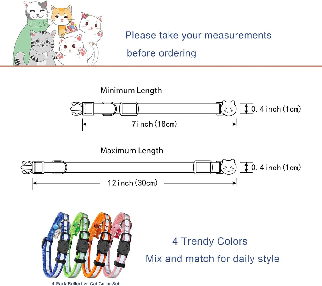 Yizepet Cat Collars, Breakaway Kitten Collar, Cute Kitty Collar in 4 Pack, Pet Supplies Accessories