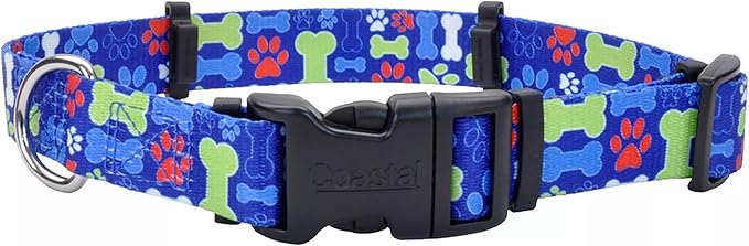 Coastal Pet SecureAway Collar Protector for Flea Collars - Adjustable pet Accessory - Protective Flea Collar for Dogs & Puppy - Multi Bones, 1" x 14-20"